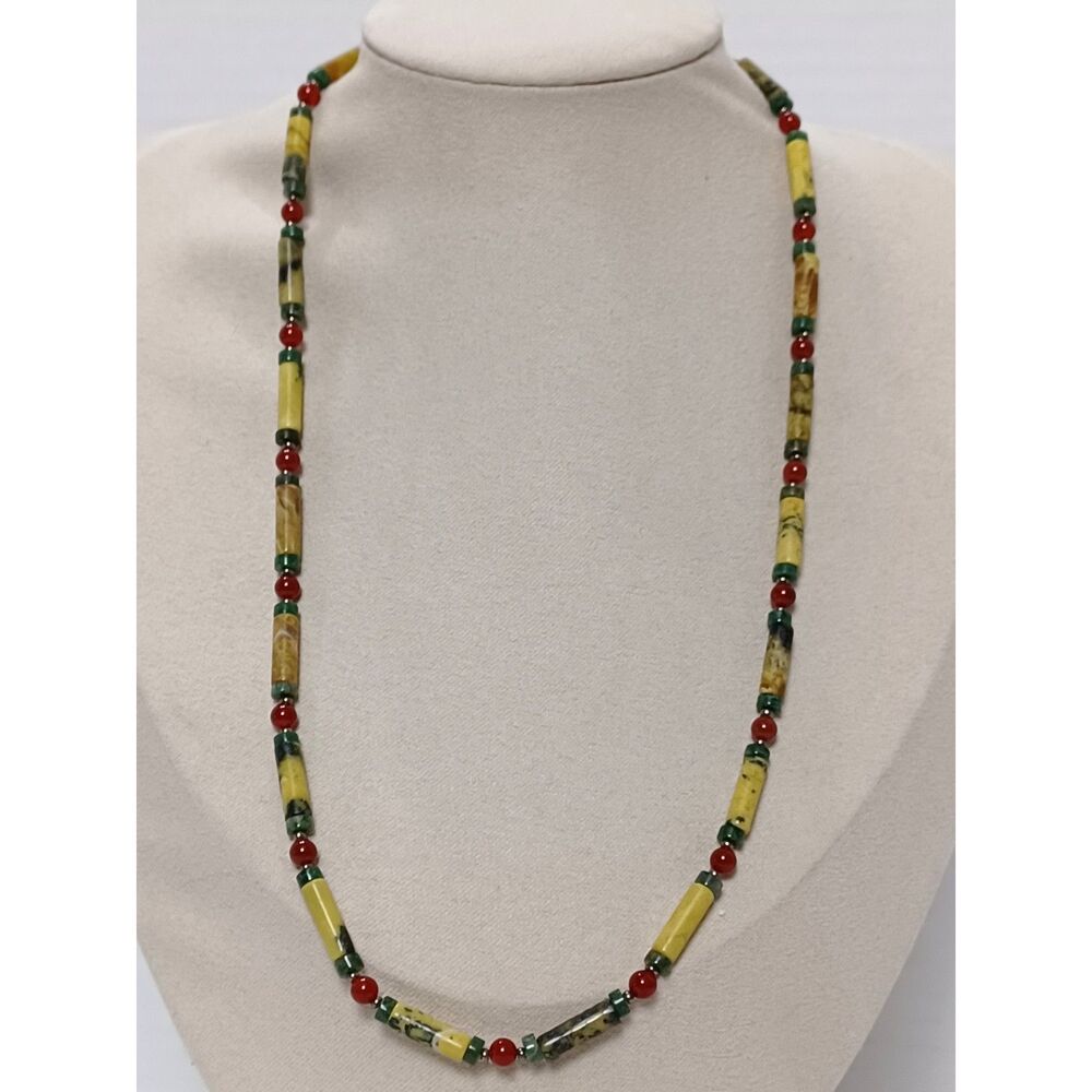 Lovely an Dainty Vintage Necklace of Dyed Quartzite Bead with Glass Bead Spacers